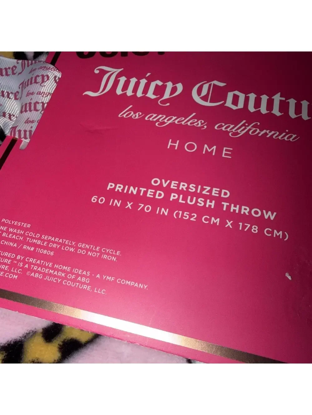 Juicy Couture Throw Blanket  Pink Leopard